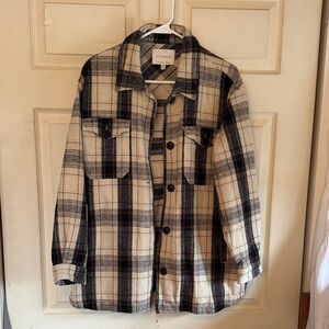 Lucky Brand  Black and Cream Plaid shacket